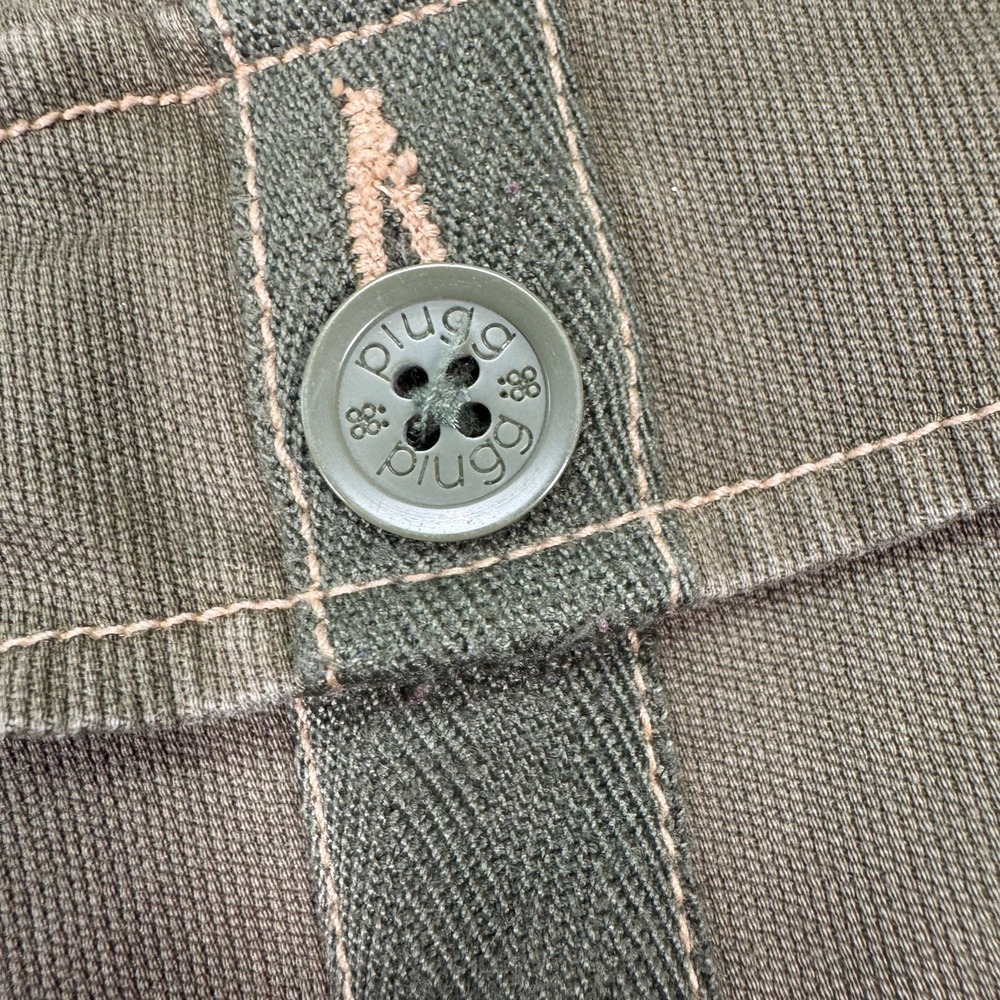 Plugg Utility Jacket Womens L Olive Green Military Button Up Distressed Y2K - Picture 5 of 16